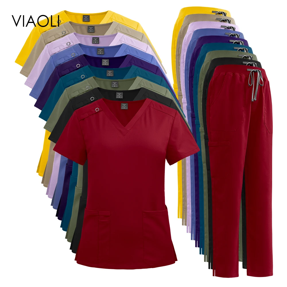 Uniformes De Enfermera para Mujer, uniforme para enfermería, conjunto para Mujer, Hospital, clínico, salón De belleza, Spa, Tops y pantalones, uniforme