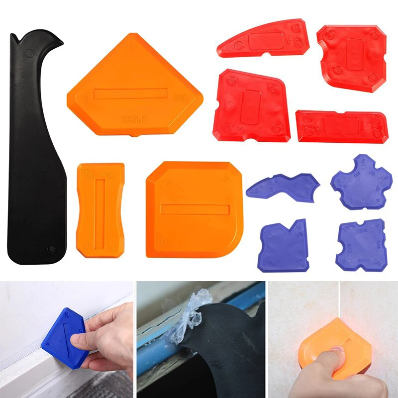 4Pcs Silicone Sealant Tool Spreader  Finish Kit Caulk Tile Grout Applicator  Window Door Cement Caulk Removal Tool Home Cleaning