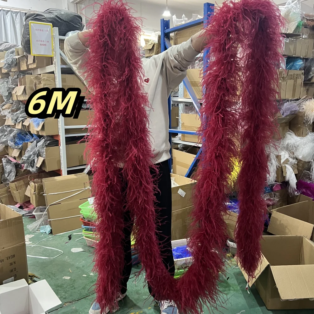 Boa de plumas de avestruz esponjoso, 6/10/20/30/35PLY, 6M, chal para fiesta de boda, bufanda, disfraz, adornos de costura, decoraciones artesanales DIY, Boas