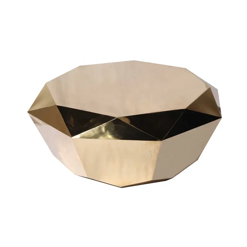 luxury polished  design electroplating gold crushed diamond coffee table