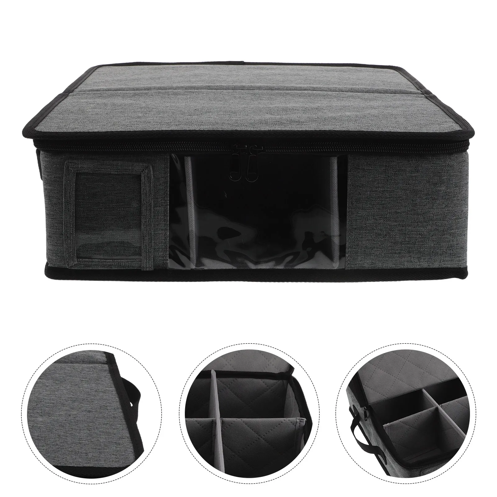 Coffee Mug Storage Box Dividers Compact Cup Organizer Smooth Zipper Closure for Kitchen Office Tea Cup Holder Storage Bin