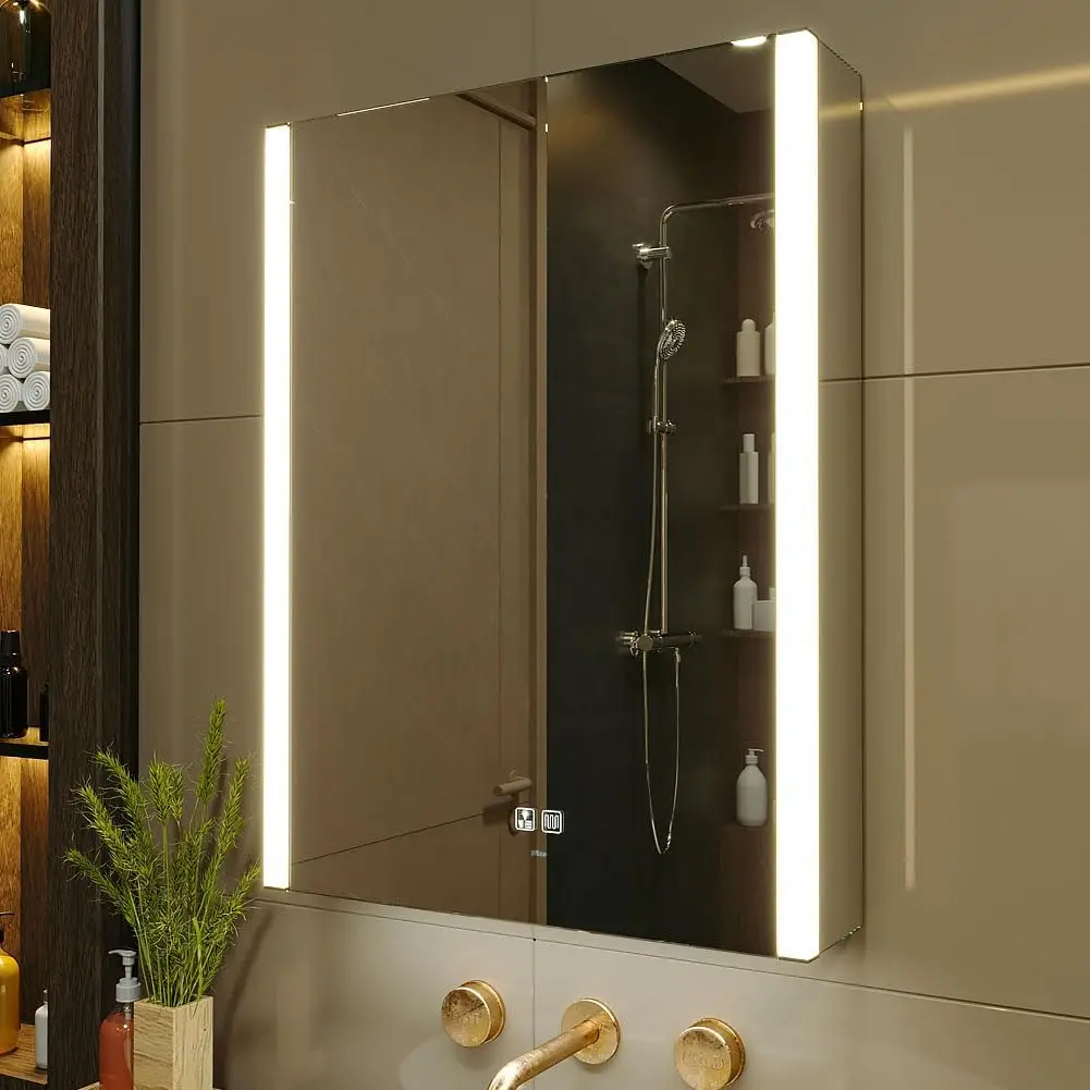 

LED Bathroom Medicine Cabinet with Defogger, Dimmable Lights, USB Charging & Wall Mount - Easy Install Mirror