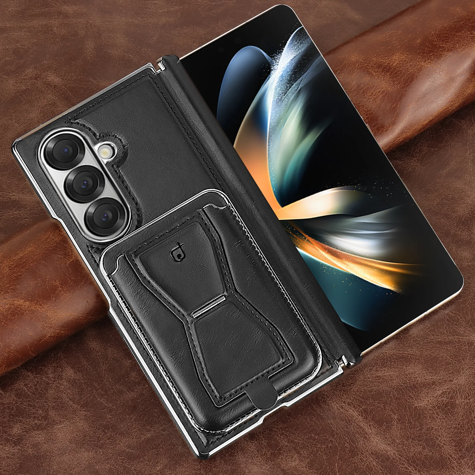 New High-End Central Axis Folding Screen Magnetic Leather Phone Case, For Samsung Z Fold 7 5 6 Ultra-Thin Protective Cover