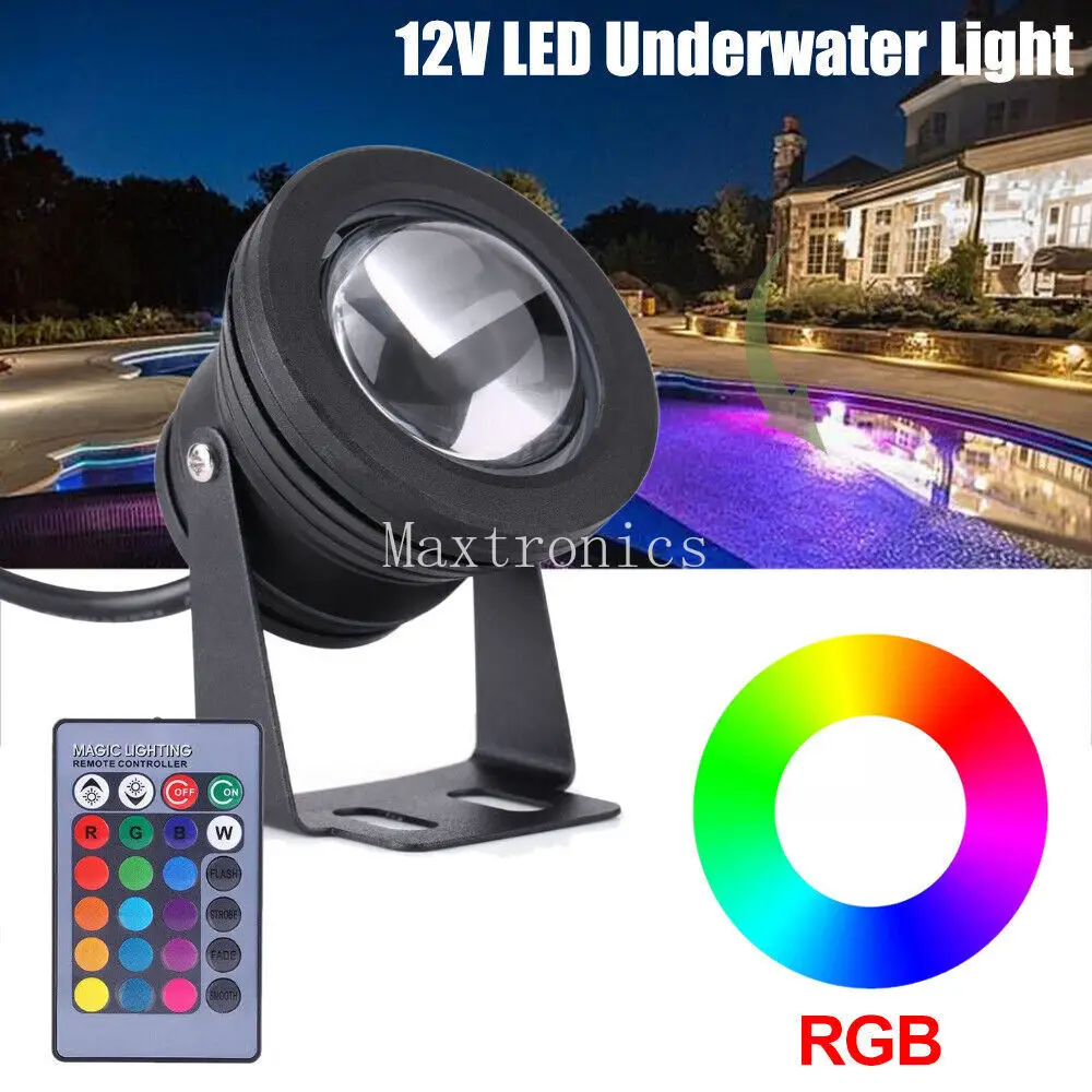 10W LED Underwater Light RGB/White/Warm White LED Flood Lights Fountain Pool Pond Aquarium Spotlight Bulb Garden Lamp IP68 DC12V