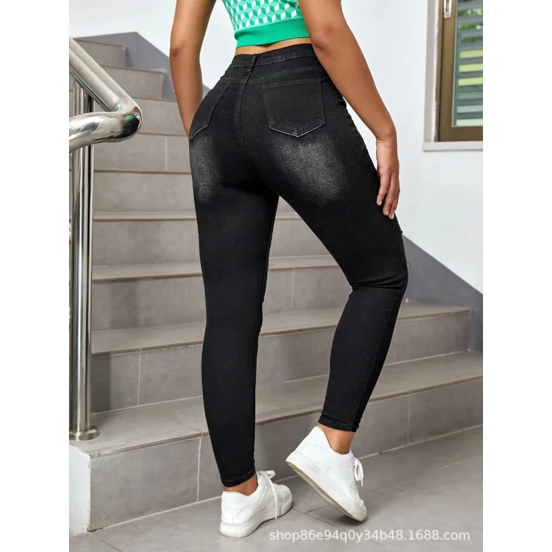 Cross-Border European and American Denim Skinny Pants All-Match Stretch Tight Pencil PantsTEMUAmazonSHEINSpot Foreign Trade