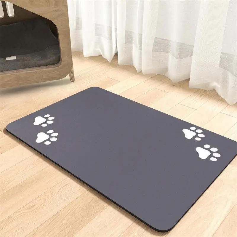 .Diatomaceous Mud Absorbent Pet Placemat For Food And Water Bowl With Waterproof Quick-Dry Rubber Backing Non-Slip Home Pet Mat