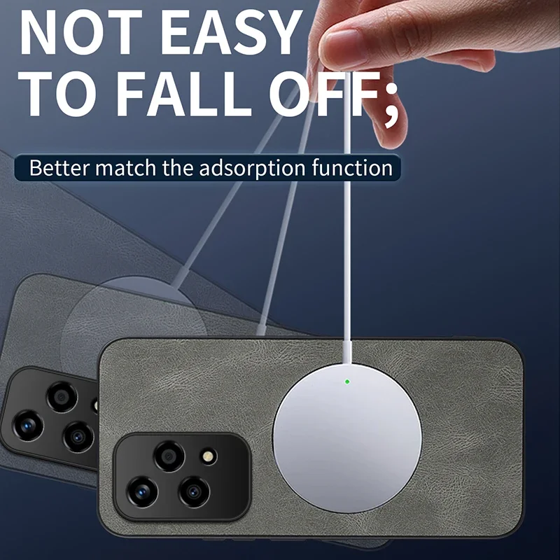 حافظة لهاتف Honor 200 Lite غطاء خلفي مغناطيسي صديق للبشرة من الجلد الفاخر لهاتف Honor 200 Lite ممتص للصدمات مقاوم للسقوط Fudna #5