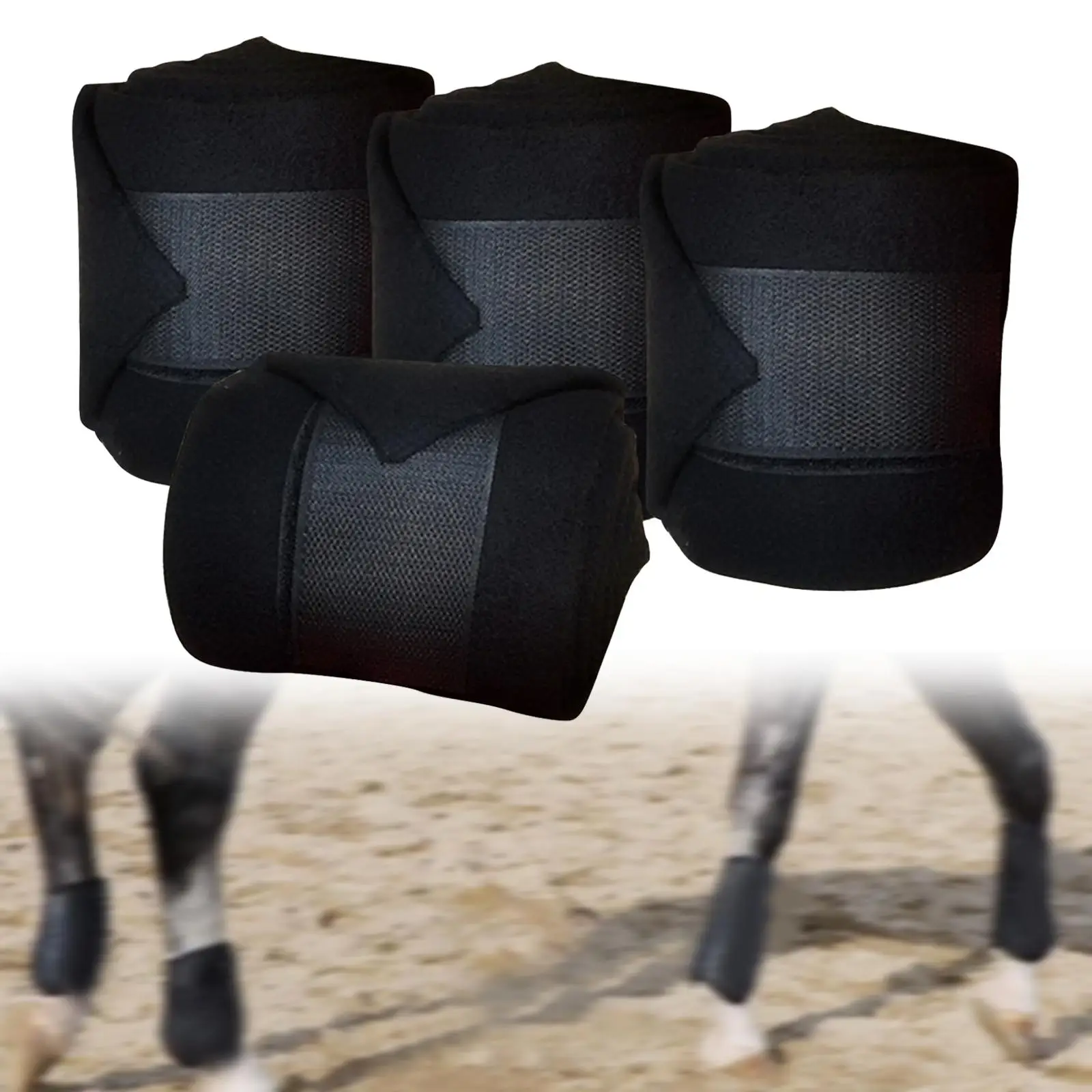 4x يلتف ساق الحصان رشاقته معدات ركوب الفروسية الدافئة المحمولة الحصان طماق التفاف مزدوجة الوجهين حماية ساق الحصان
