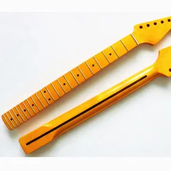 Disado 22 Frets One Piece Maple Wood Electric Guitar Neck Yellow Color Glossy Paint Musical Instruments Accessories Parts