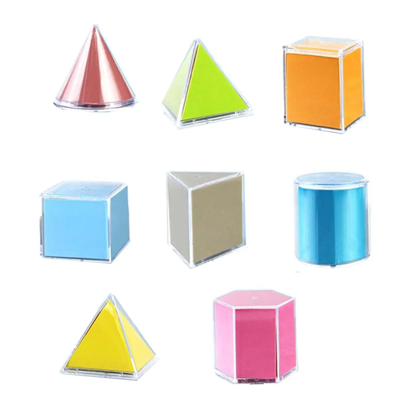 8 Stuks Transparante Geometrische Vormen 3d En 2d Concepten Montessori Speelgoed Voor Wiskunde Helper Kleuters Homeschool Leeftijden 3 +