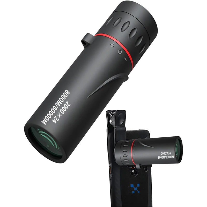 2000x24 HD Monocular Mini Portable Mobile Phone Telescope with Holder Outdoor Camping Hunting Birdwatching Telescope