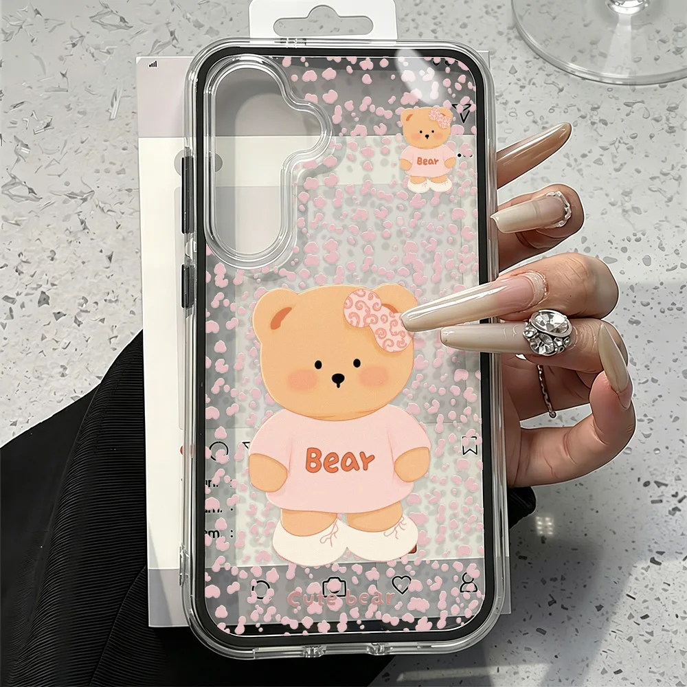 Cute Bear Two-in-one Phone Case For Samsung S25 Ultra A56 S26 Ultra A57 5G A55 A17 A07 A37 S23 A34 S24 Plus A25 TPU Capinha Caha view 3
