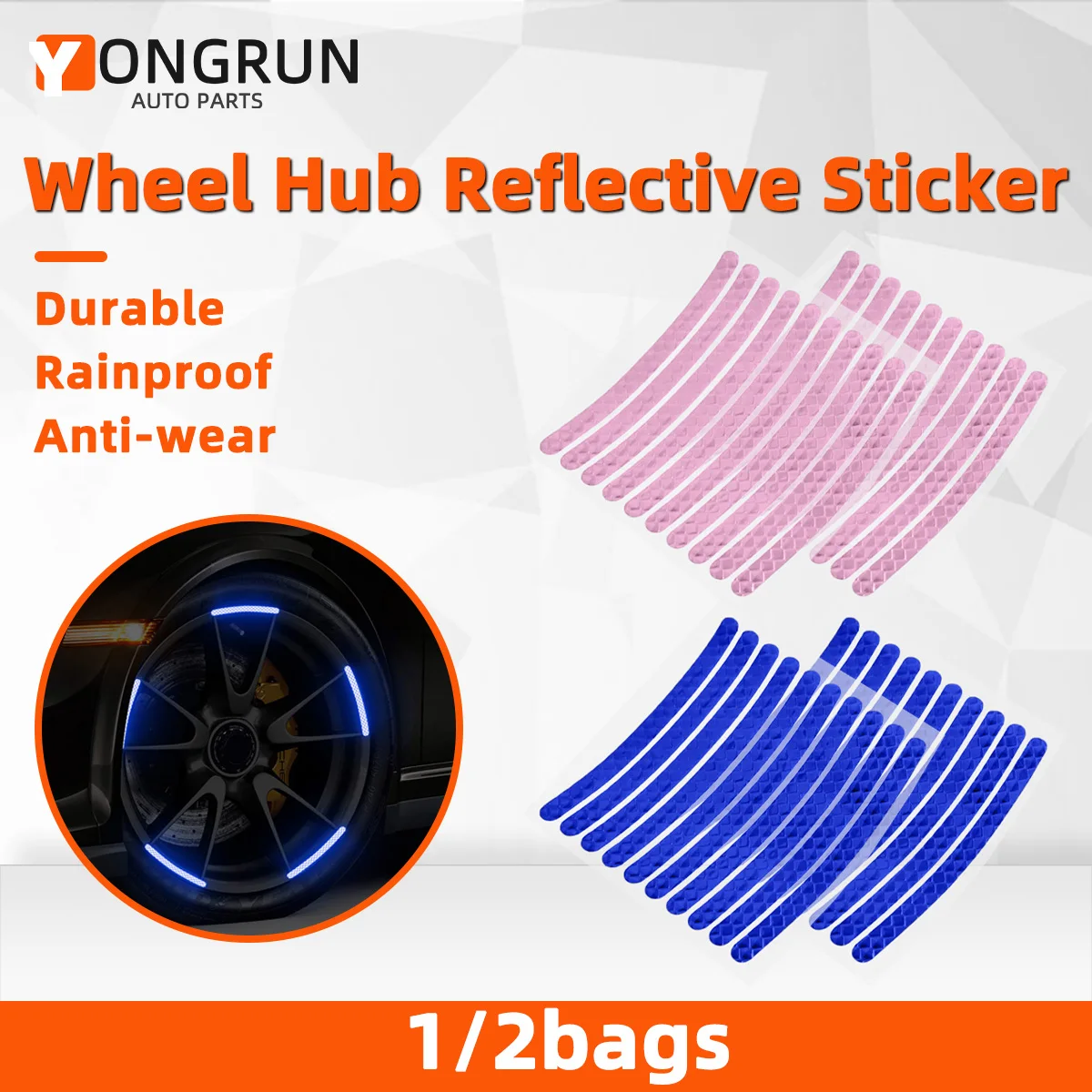 AliExpress pinmoap YONGRUN 1/2 Bags Car Wheel Reflective Stickers Decorative Stickers Bicycle Ca And Motorcycle Tires Night Reflective Stickers