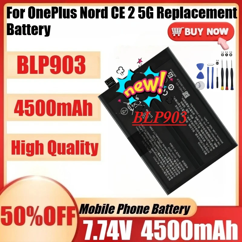 

Новые сменные аккумуляторы для OnePlus Nord CE 2 5G, 2×2250 мАч, 7.74 В, BLP903, высококачественные