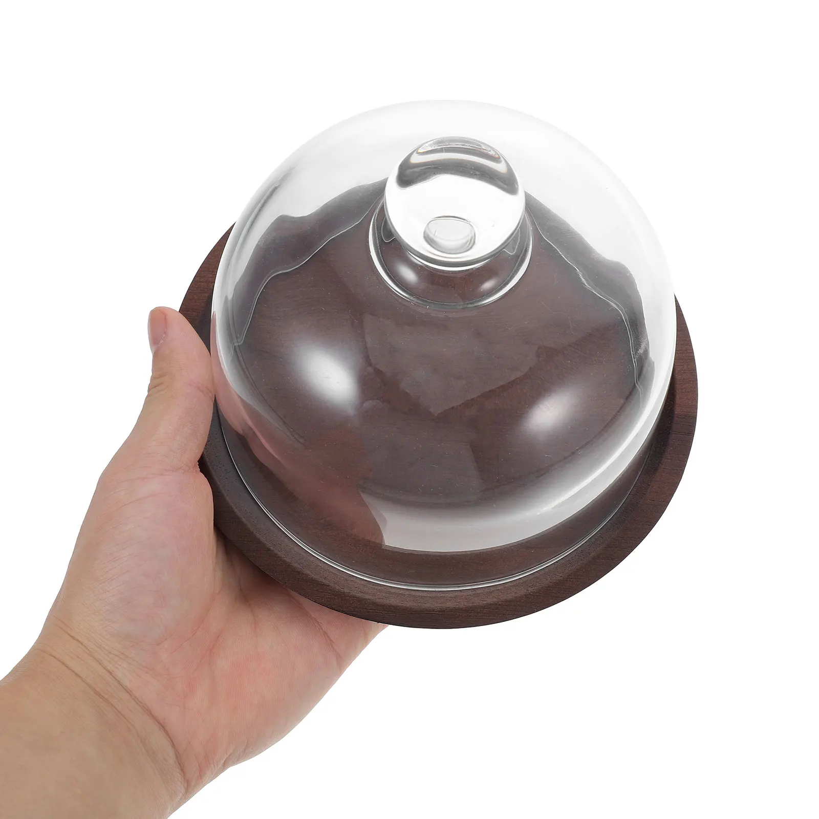 

Elegant Acacia Wood Cake Tray with Glass Dome Protective Cover for Bakery Display Cookie Plate Serving Tray Dessert Stand Home