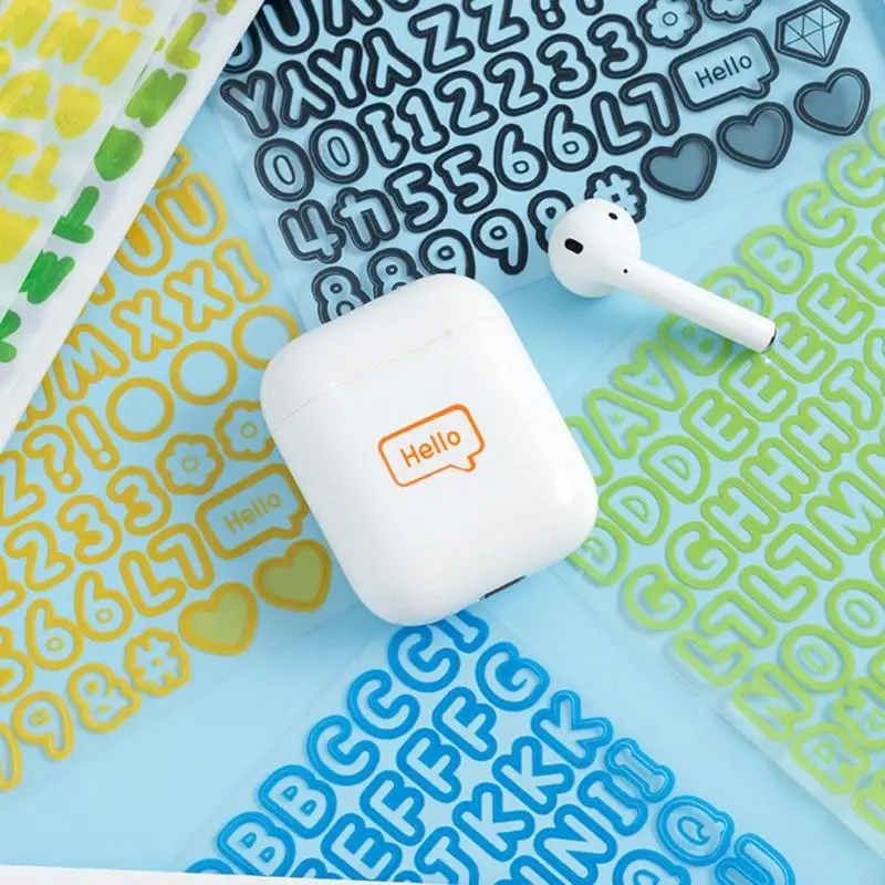 Alphanumeric Sticker Waterproof PVC Letter Number Sticker For Scrapbook Journal 