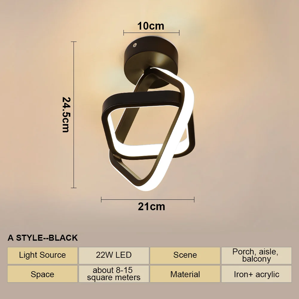 LED-plafondlamp moderne stijl geometrische vorm gangpad gang licht wandlamp keuken / slaapkamer verlichting 110V wit / warm licht