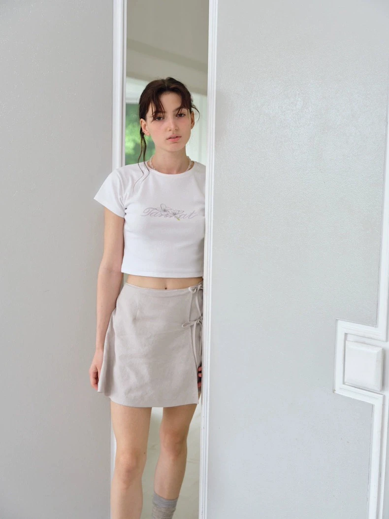 

Slimming Effect Casual Knot Bow Versatile f Skirt High Waist A-Line Skirt Commute Sle Irregular Hemline