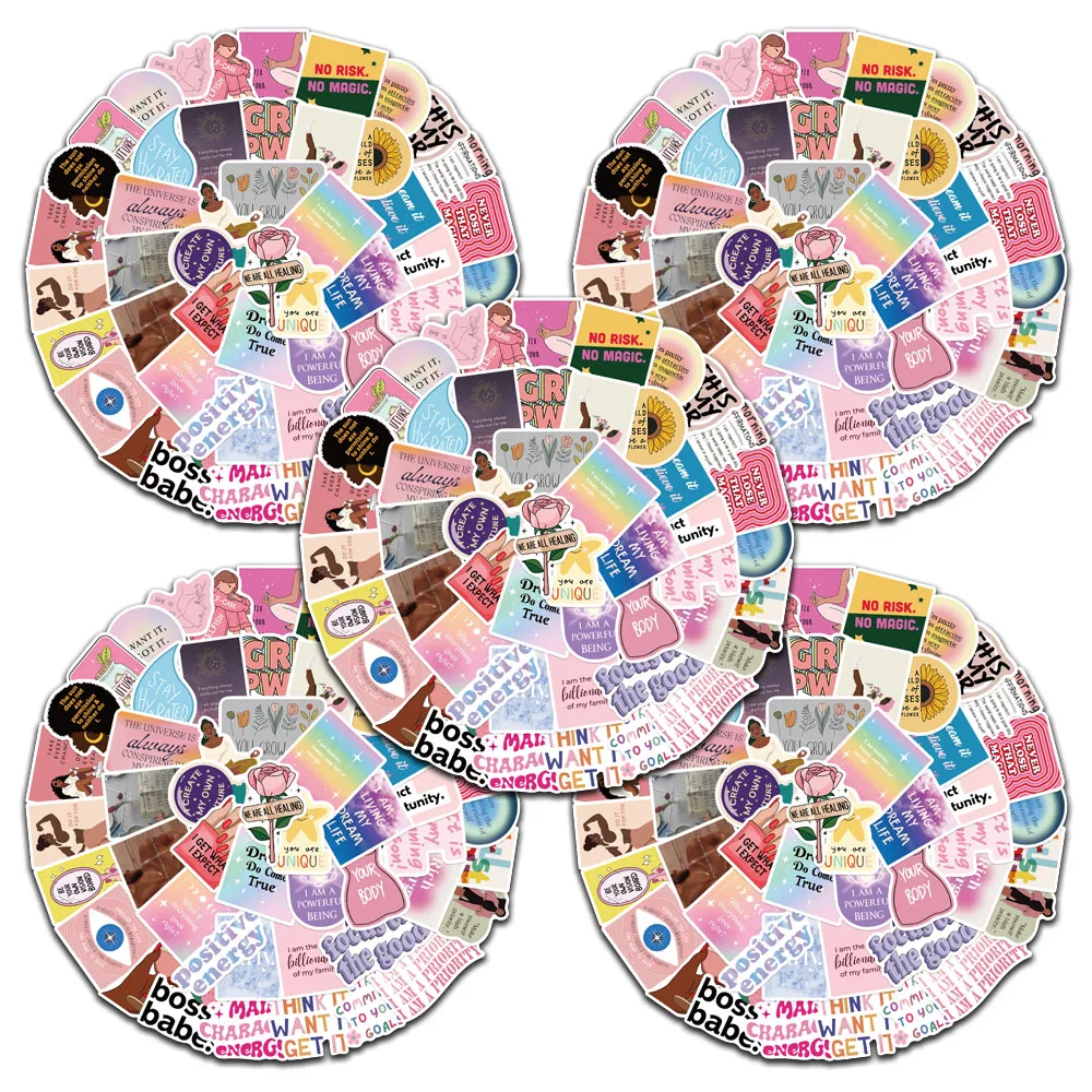 

5 sets Funny Cute Cartoon Woman Vision Board Stickers For Laptop Water Bottle Luggage Notebook Phone Waterproof Vinyl Decals