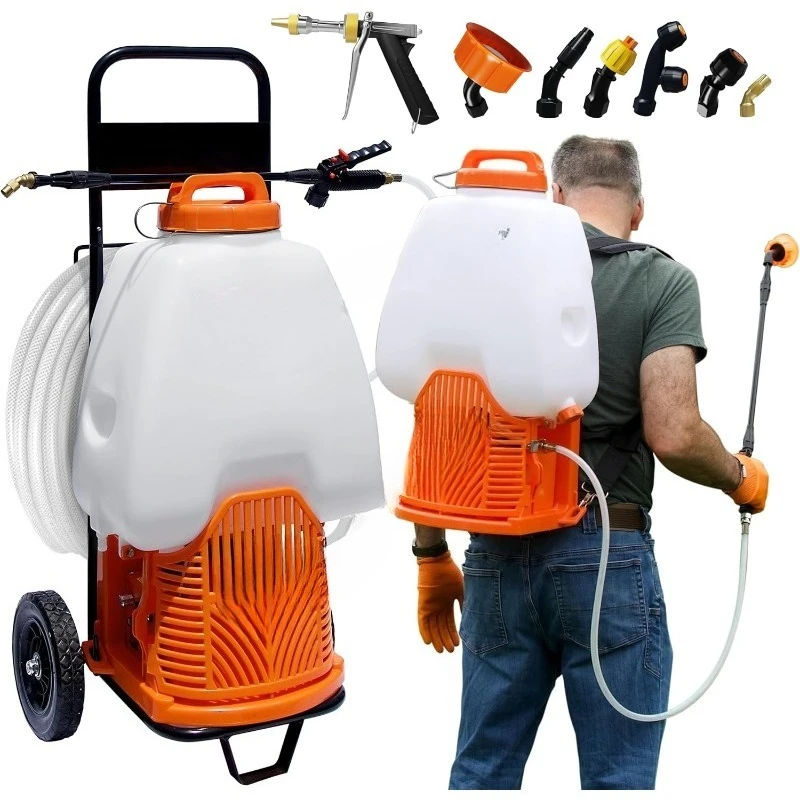 

Рюкзак-распылитель с приводом от инструментов, тележкой по индивидуальному заказу и коммерческим шлангом на 100 футов, 2 шланги в комплекте, коммерческое качество H