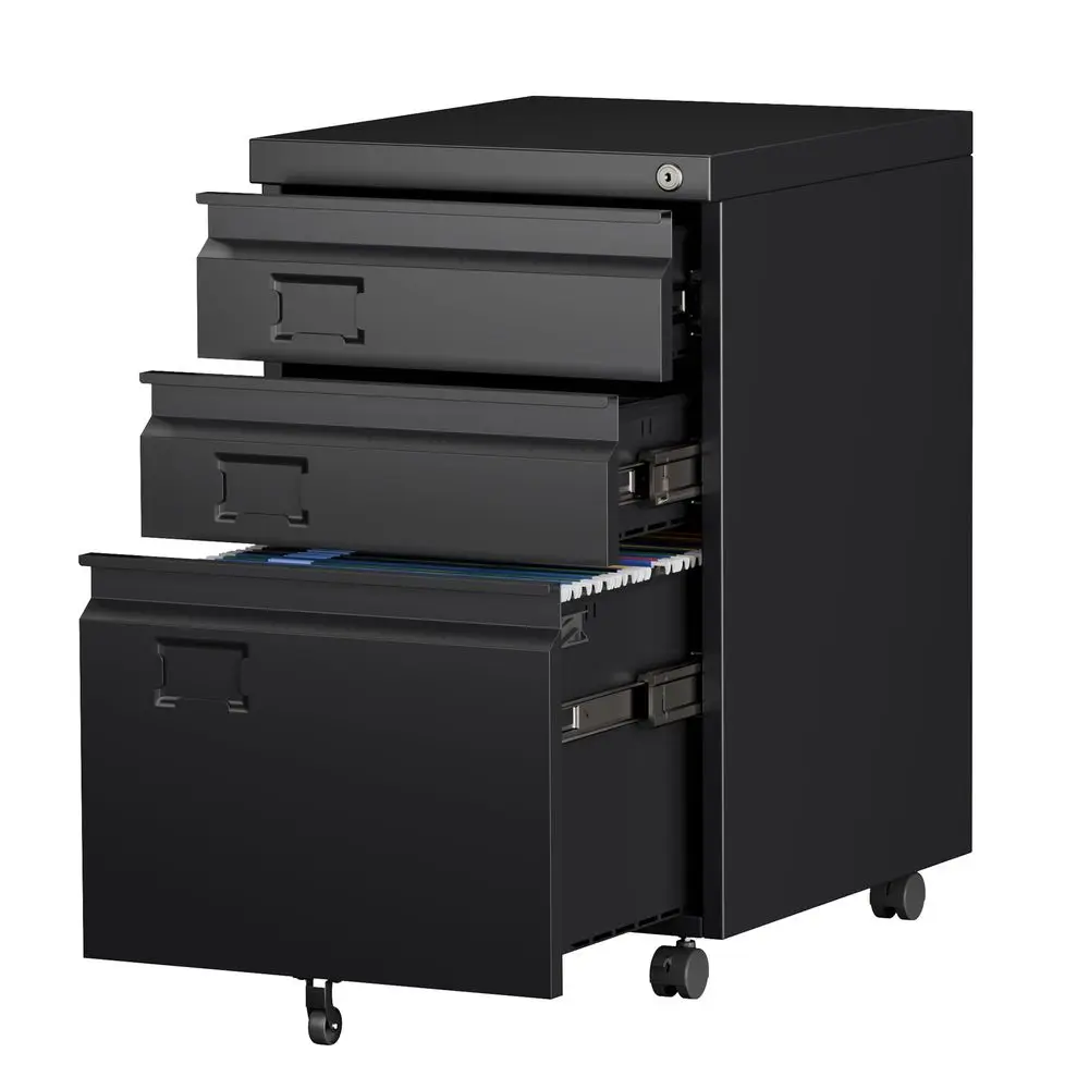 

Archivador mvil de 3 cajones para debajo del escritorio con cerradura, gabinete de almacenamiento de metal para oficina y hogar