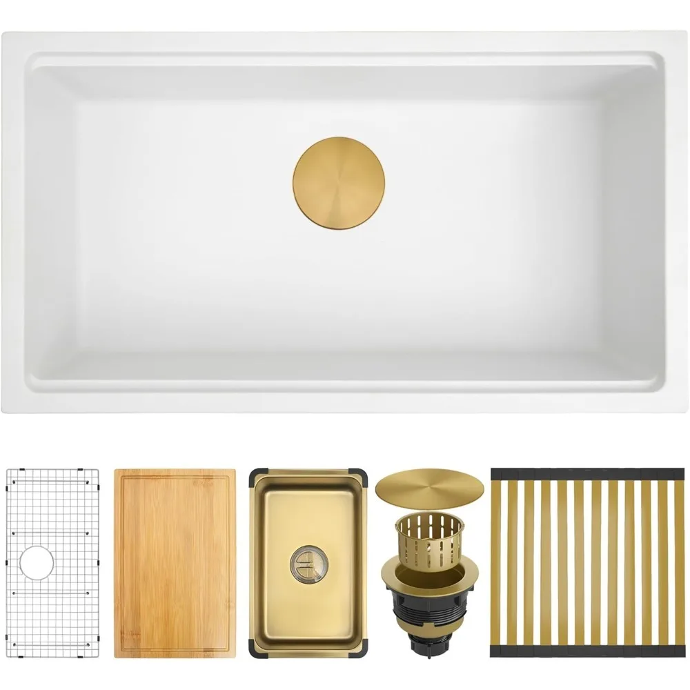 Kitchen Sink 32 X 18 Inch,granite Composite Kitchen Sink Undermount/drop In,large Single Bowl