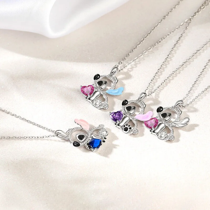 ديزني ليلو وستيتش القلب حجر الراين قلادة للفتيات أنيمي سحر قلادة الأزياء والمجوهرات الجمالية التبعي هدية عيد ميلاد