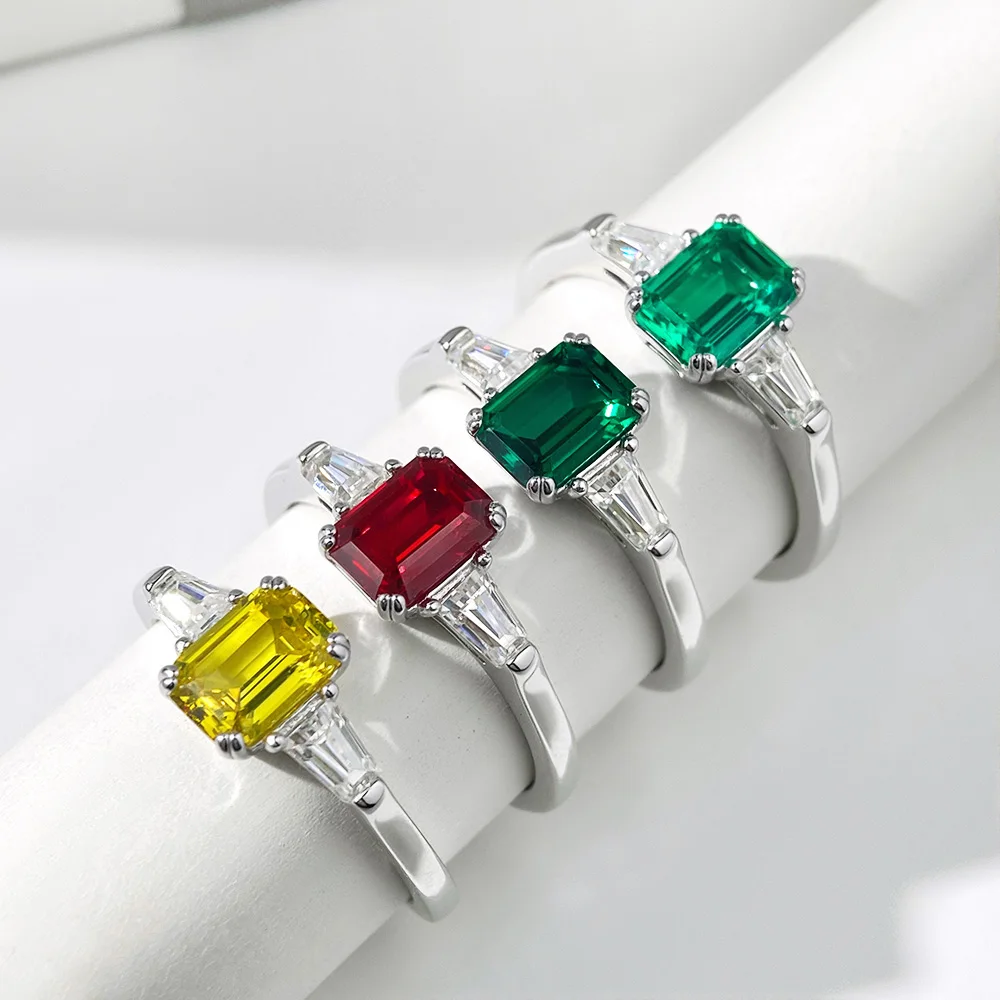 

HORRIPAL 100% D Color 1-4CT Emerald Cut Moissanite Ring for Women Wedding Engagement Party GRA S925 Sterling Silver Fine Jewelry