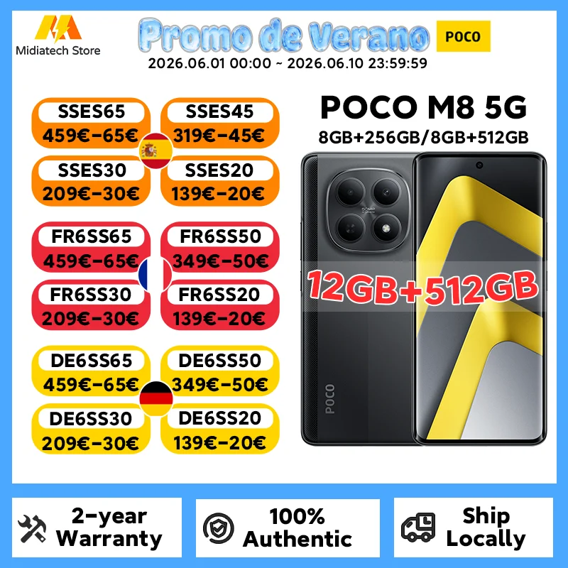 Global Version Poco M8 5g Smartphone Snapdragon 6 Gen 3 6.77" Amoled Display 50Mp Camera 5520Mah Battery 45W Poco Cellphone