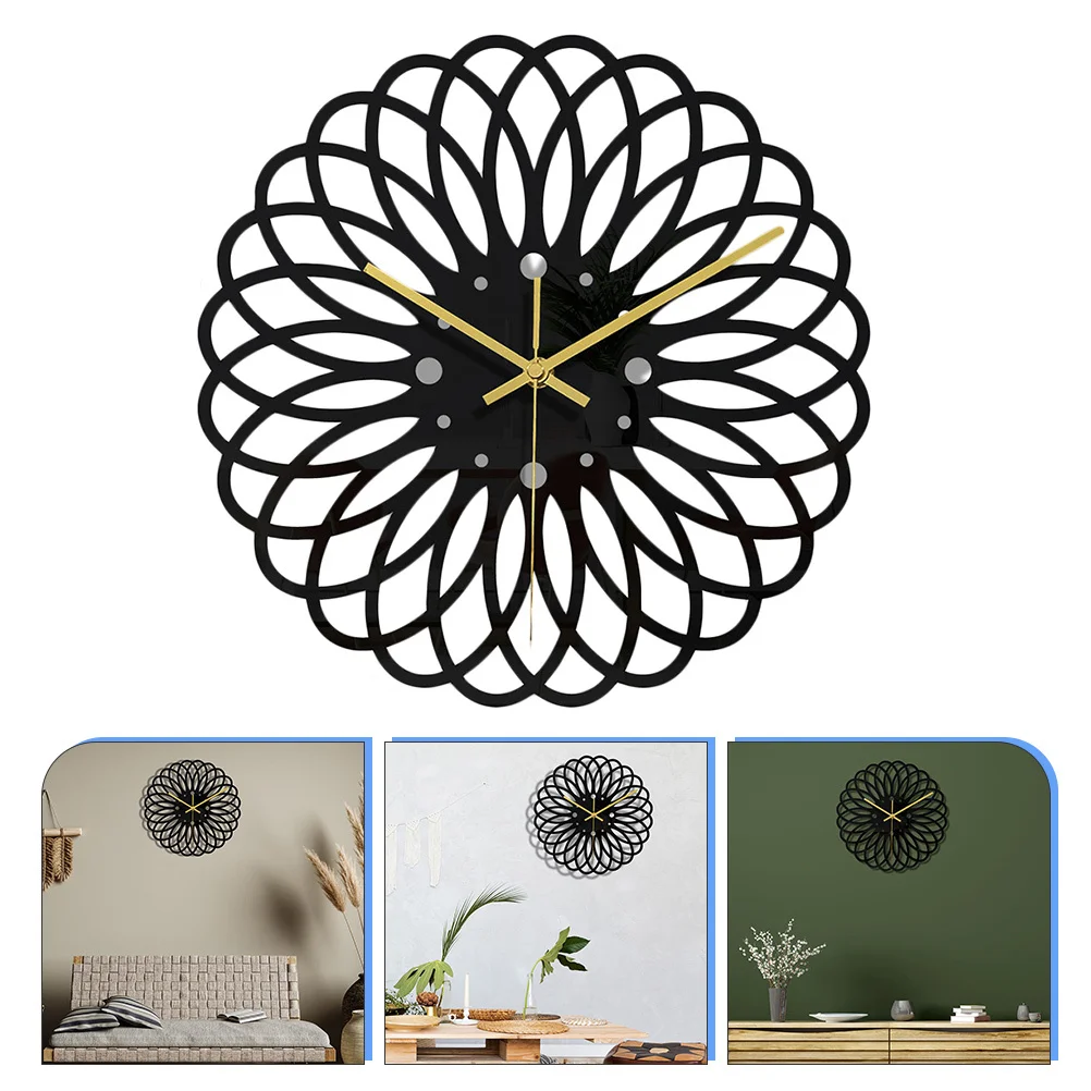 

Black Acrylic Wall Clock Modern Style Silent Mute Decor for Bedroom Living Room 3D Decorative Wall Hanging Clock