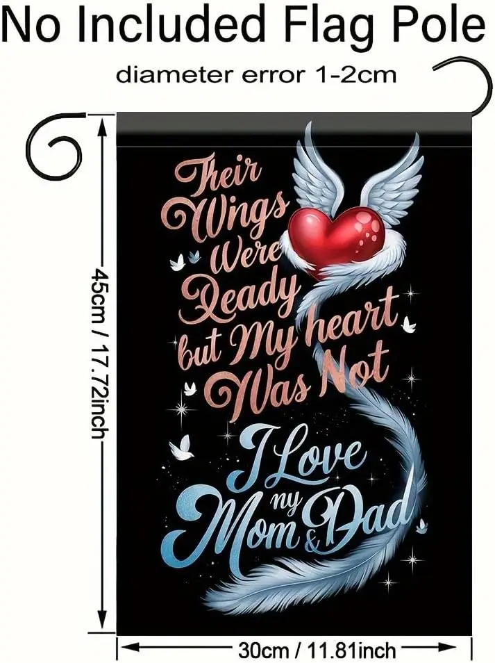 Memorial Garden Flag 12x18 Inch Double Sided Outdoor Sympathy Decoration In Loving Memory of Mom and Dad Yard Remembrance De PPM