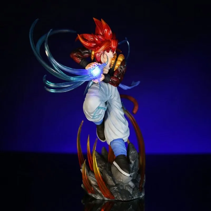 لعبة دراغون بول أنيمي الشكل سوبر سايان 4 Gogeta هالة نسخة تضيء المشهد تمثال سطح المكتب الديكور هدية #4