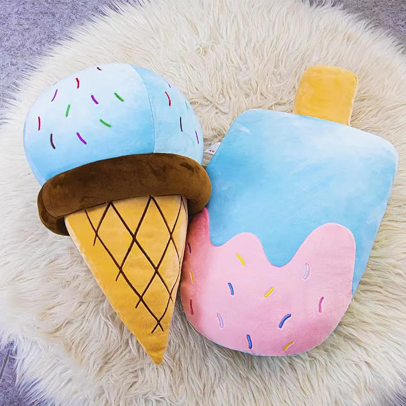 

50CM New Design 3D Sweet Ice Cream Pillow Cushion Car Waist Support Cushion Soft Plush Stuffed Doll Toys Creative Pillow