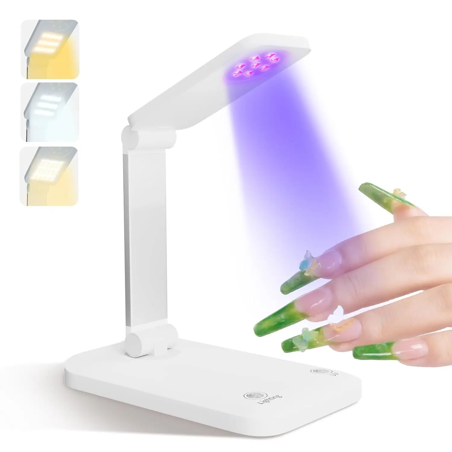 Mini Lampe à Ongles UV 2 en 1 pour Gel Pliable, Rechargeable par USB, 24W, N64.: