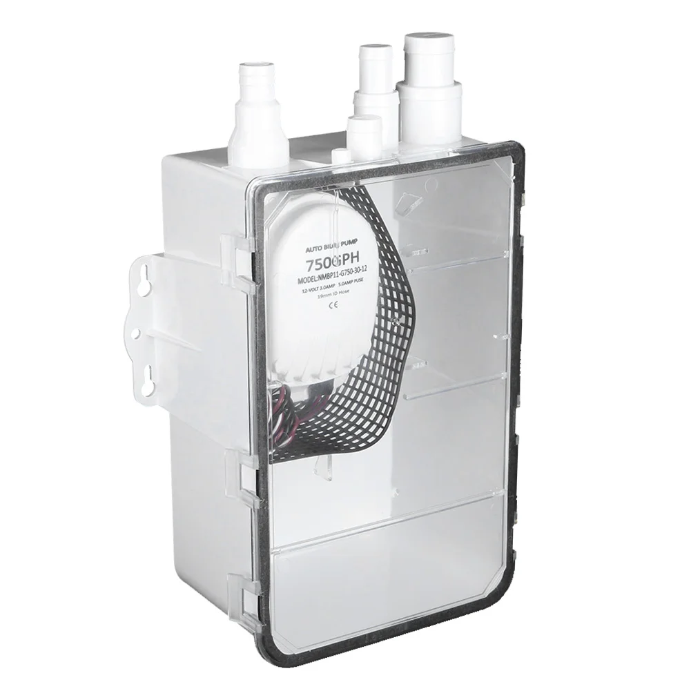 

Shower Sump Pump System Boat RV Bilge 12V 750GPH Marine Multi Port Drain Box
