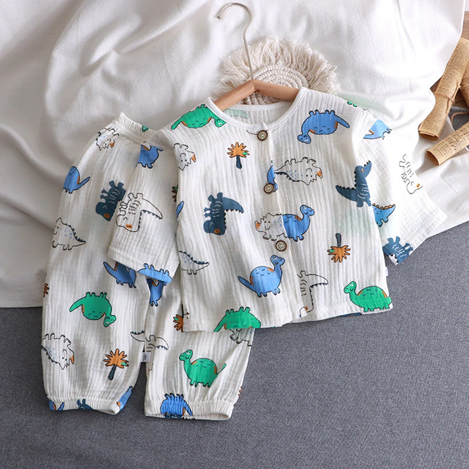 

3T,4T,5T,6T,7T,8T,9T Little Boys And Girls Summer Sleepwear Long Sleeve Clothes Sets Soft Cotton Home Wear Cute Pajamas Clothing