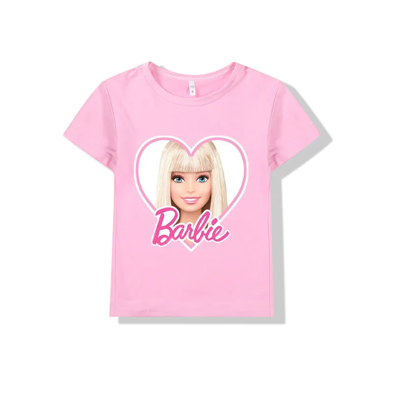 Nowy Kawaii Barbie z krótkim rękawem letnie Anime kreskówki chłopcy dziewczyny miękkie okrągły dekolt t t-shirt dla dzieci Y2K białe koszulki prezenty