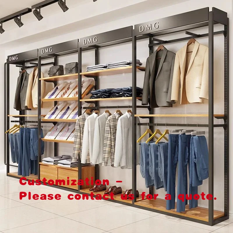 custom.Custom Boutique Wall Mounted Display Rack Clothing Black Stand Retail Garment Store