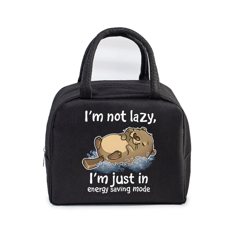 Cute Otter Printing Lunch Bags Women Portable Insulated Tote Bags Cartoon Otter Sloth Graphics Thermal Foods Eco Kids Lunch Bags