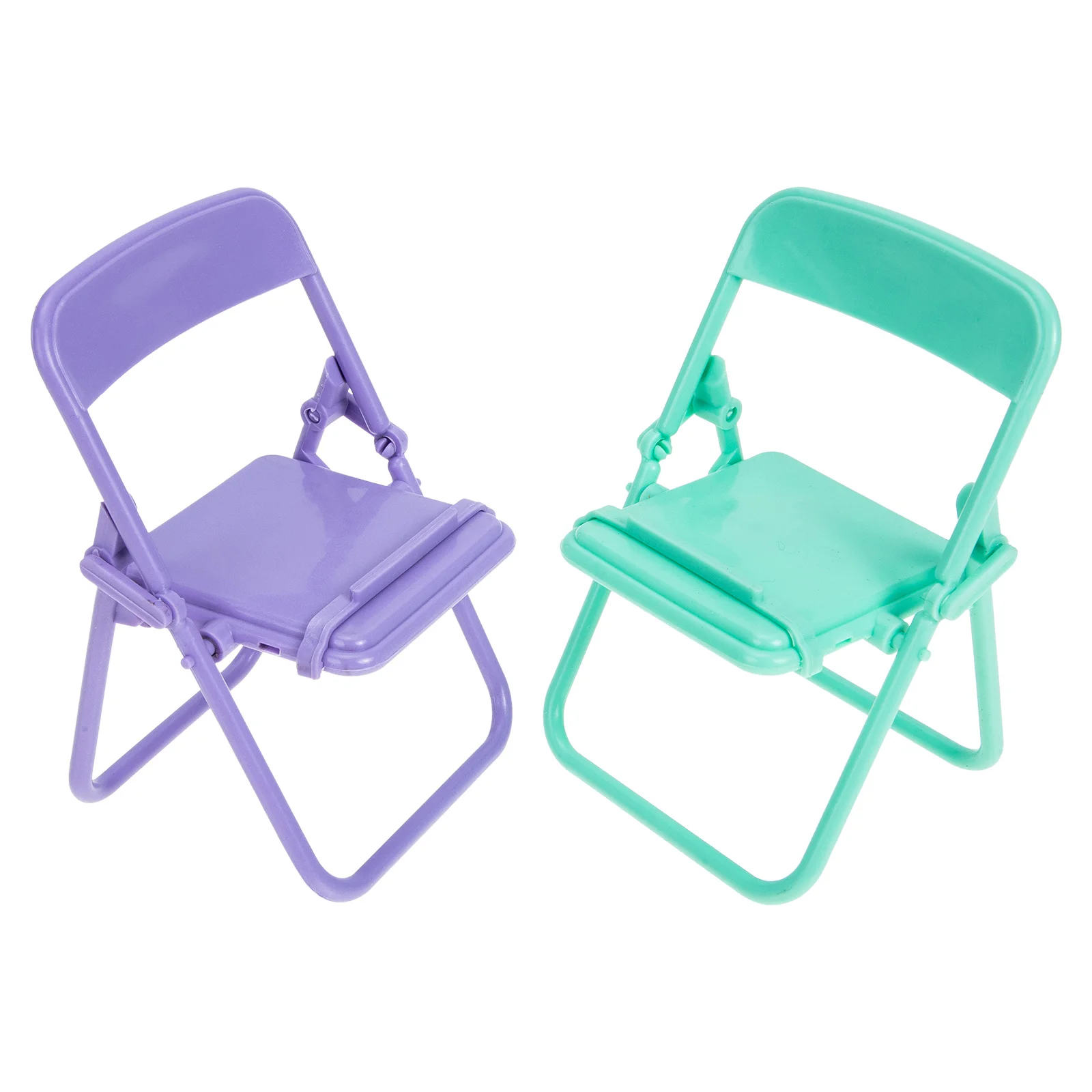 2 Pcs Miniature Furniture Folding Chair Toys for Toddlers Chairs Foldable Plastic Dollhouse Miniatures Baby