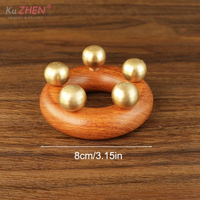 真鍮と木製のフェイシャルリフティングマッサージャー、刮痧、経絡頭皮コーム、トリガーポイントリンパドレナージュ、セルライトマッサージブラシ