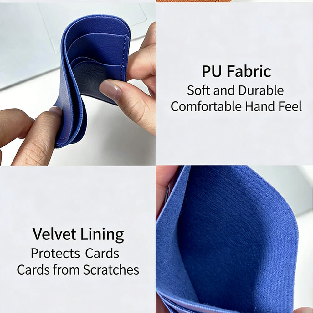4-فتحة بطاقة حامل بطاقة بولي Leather الجلود محفظة بطاقات ذات سعة كبيرة حافظة بطاقات محمولة لبطاقات الائتمان/بطاقات الهوية حافظة بطاقة رفيعة #6
