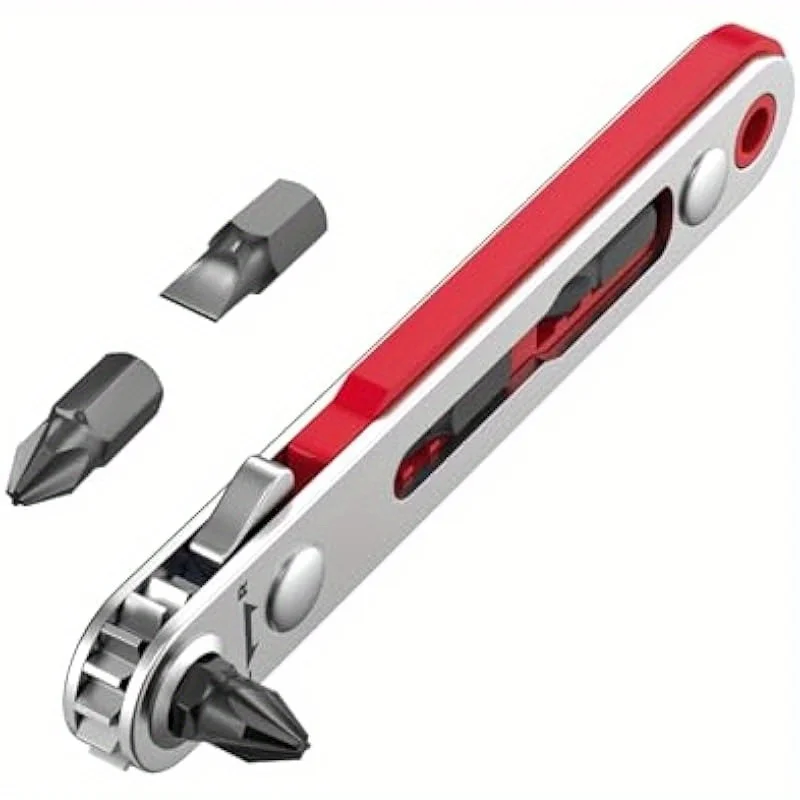Mini Ratchet Wrench Screwdriver, 1/4 - Inch Size, Magnetic, 90 - Degree Right - Angle Screwdriver.