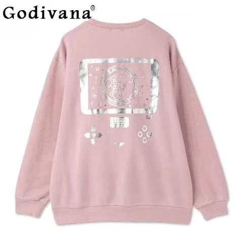 

Japanese Daily New Cartoon Printing Student Kawaii Sweater Women's Autumn and Winter Fashion Loose Sweet Cute Long-sleeved Tops