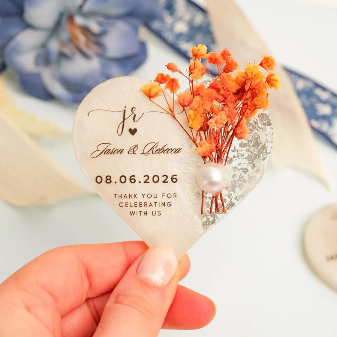 Wedding Favors Magnet in Bulk for Quest, Epoxy Magnet Party Favors, Birthday Favors, Personalized Gift, Bridesmaid Gift (Heart M