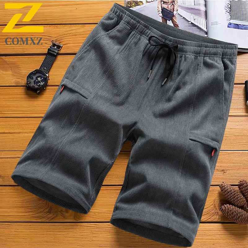 

2026 New Summer Men Corduroy Shorts Casual Sports 5 Points Pants Loose Fit Above Knee Jogger Shorts Streetwear