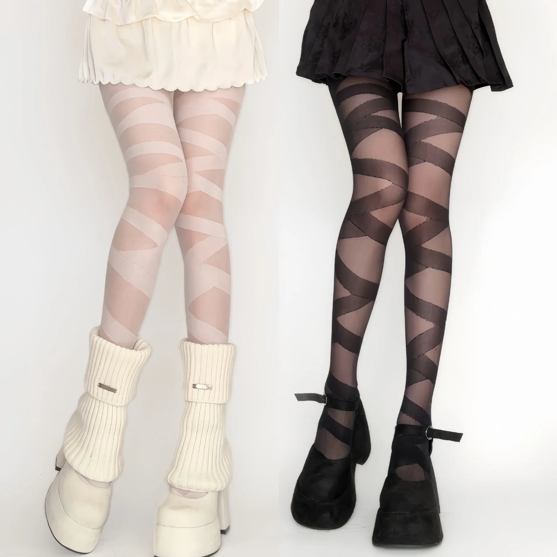 Neue Sexy Dünne Frauen Strümpfe Mode Goth Rocker Kreuz Verband Straps Hosen Strumpfhosen Strumpfhosen Strümpfe Großhandel Drop Schiff