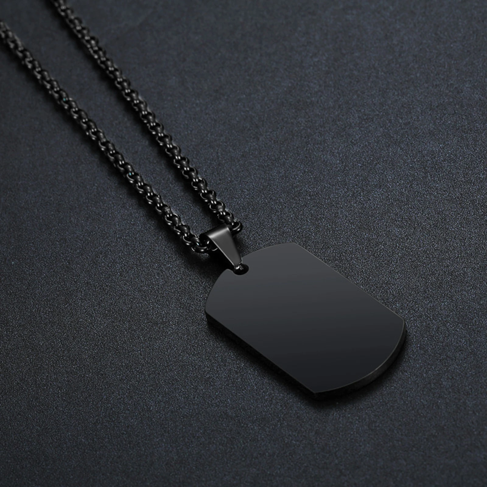 1 STÜCK 316L Edelstahl Anhänger Halskette Silber Gold Schwarz Farbe Blanko Erkennungsmarke Platte Armee Biker Kette Halskette Mann Frau 3 Größe – Detail 7