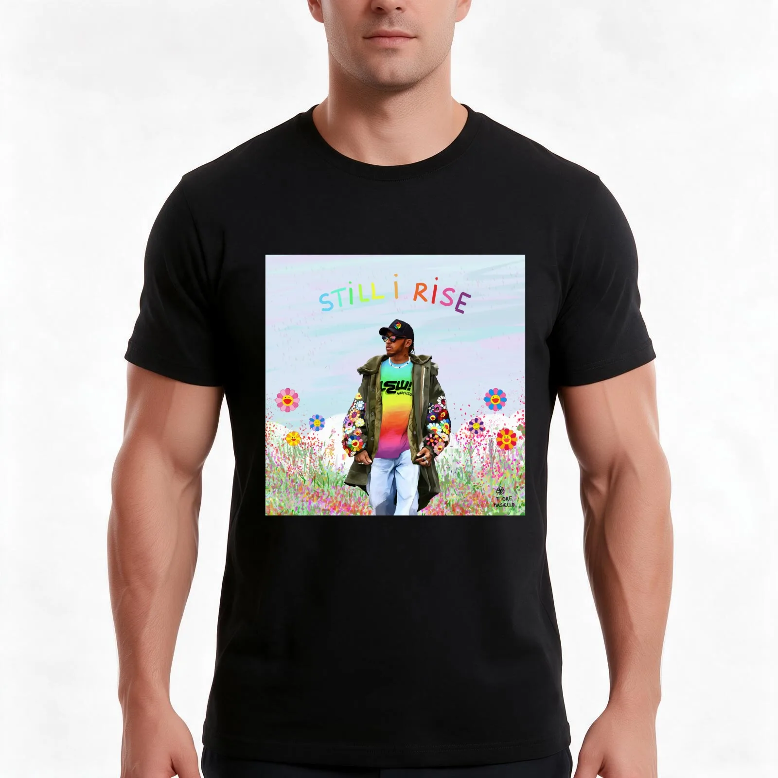 Lewis Hamilton, Still i rise - Ilusfloreada T-Shirt, Summer Casual Cotton Tee, Oversized Streetwear Tops, Vintage Graphic Print