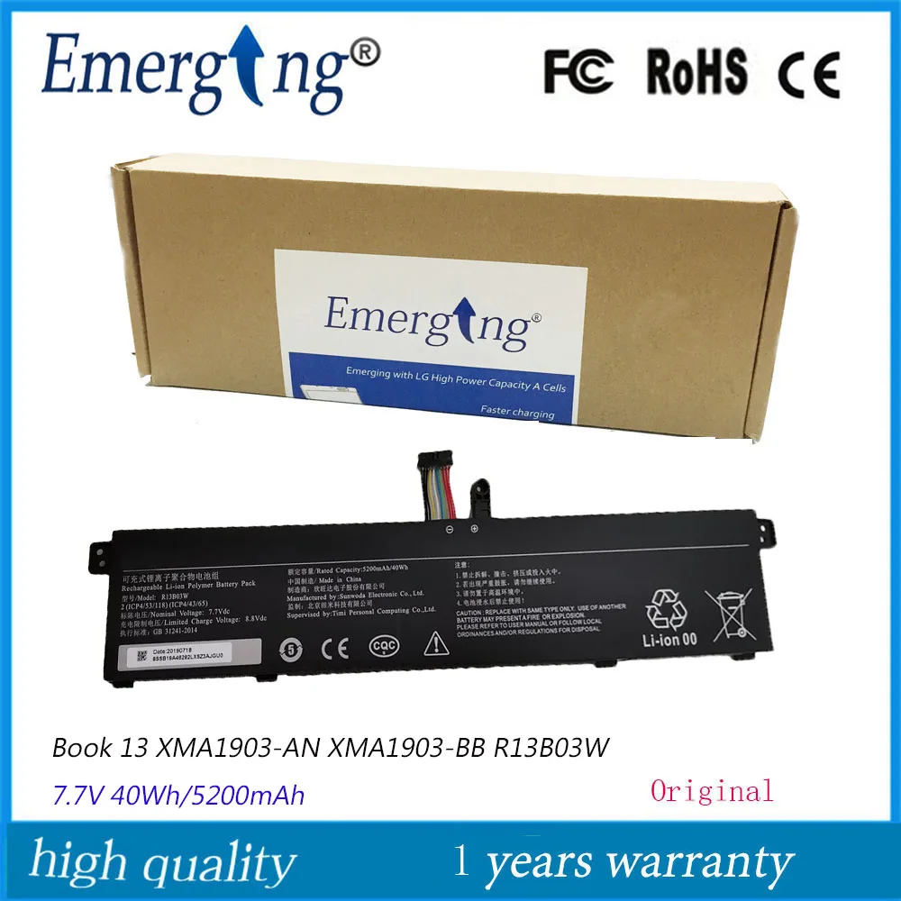 7.7V 40Wh 5200mAh New Laptop Battery R13B03W For Xiaomi RedmiBook 13 XMA1903-AN XMA1903-BB R13B03W